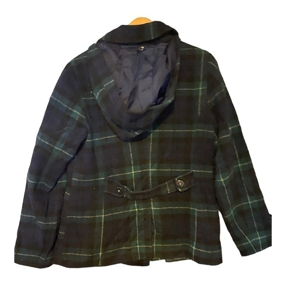 Duck Head Jeans Co Womens Wool Blend Plaid Hooded Jacket Size Medium Peacoat - Picture 2 of 7